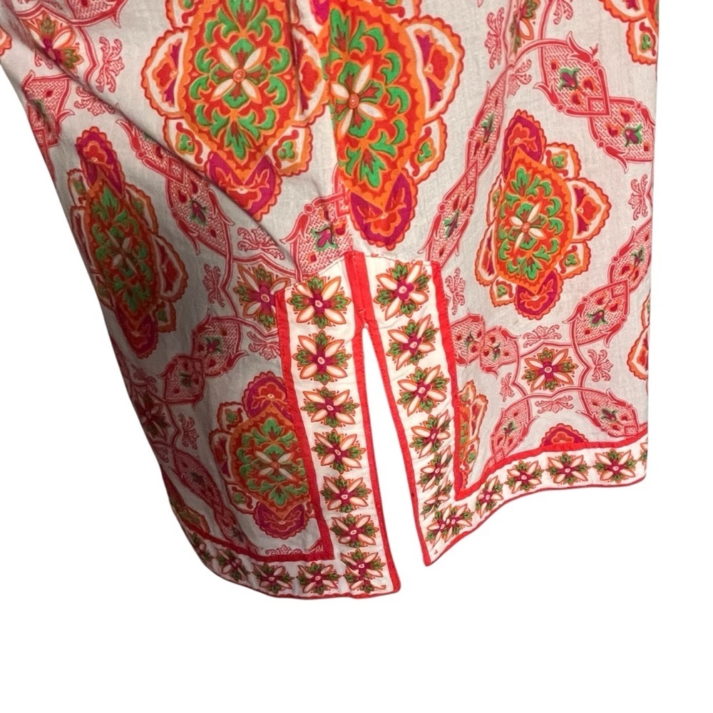 Gretchen Scott Lightweight Pink Orange Medallion Boho Cotton Tunic Top — Size M - Picture 7 of 15